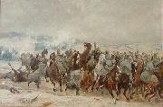 Otto Bache De lichtensteinske husarers angreb ved Sankelmark afvises oil painting on canvas